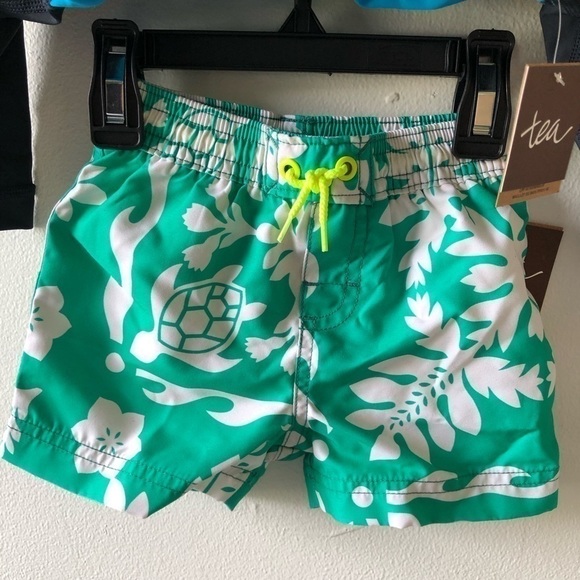 Tea Baby Blue Green Swim Shirt and Shorts Set 3 - 6 M - Picture 8 of 10